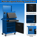 2 in 1 Rolling Tool Chest, 5-Drawer Tool Storage Cabinet with Wheels, Adjustable Shelf, Tool Box Organizer for Garage Warehouse Workshop