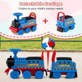 6V 2 Seater Ride On Train with Detachable Carriage, Under Seat Storage, Whistle & Flashing LED Lights, Trackless Electric Ride On Toy for Kids