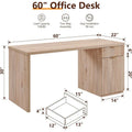 60 Inch Contemporary Executive Desk Wooden Home Office & Fluted Computer Desk