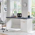60 Inch Contemporary Executive Desk Wooden Home Office & Fluted Computer Desk