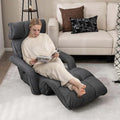 6 Position Adjustable Floor Sofa Bed, Folding Lazy Sofa Chaise Lounger Recliner with Armrests & Footrests for Living Room, Bedroom & Gaming