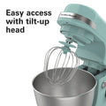 Hamilton Beach 4 Quart Stand Mixer for Kitchen, 7 Speeds, Tilt Head, Dough Hook, Whisk & Flat Beater, White