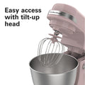 Hamilton Beach 4 Quart Stand Mixer for Kitchen, 7 Speeds, Tilt Head, Dough Hook, Whisk & Flat Beater, White
