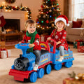 6V 2 Seater Ride On Train with Detachable Carriage, Under Seat Storage, Whistle & Flashing LED Lights, Trackless Electric Ride On Toy for Kids