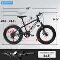 20 in Mountain Bike for 7 15 Years Old, 7 Speed Kids Bike with High Carbon Steel Frame, Fat Tire and Dual Disc Brake, Front Suspension Mountain