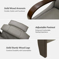 Set of 2 Alex Mid Century Modern Genuine Leather Manual Recliners with Curved Wooden Arms