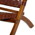 Woven Leather Folding Chair with Brown Wood Frame Available in Black or Brown Roche River Decor