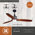 Vaxcel Curtiss Satin Brass Mid Century Modern MCM Wood Propeller Ceiling Fan with LED Light Kit and Remote