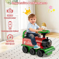 6V 2 Seater Ride On Train with Detachable Carriage, Under Seat Storage, Whistle & Flashing LED Lights, Trackless Electric Ride On Toy for Kids