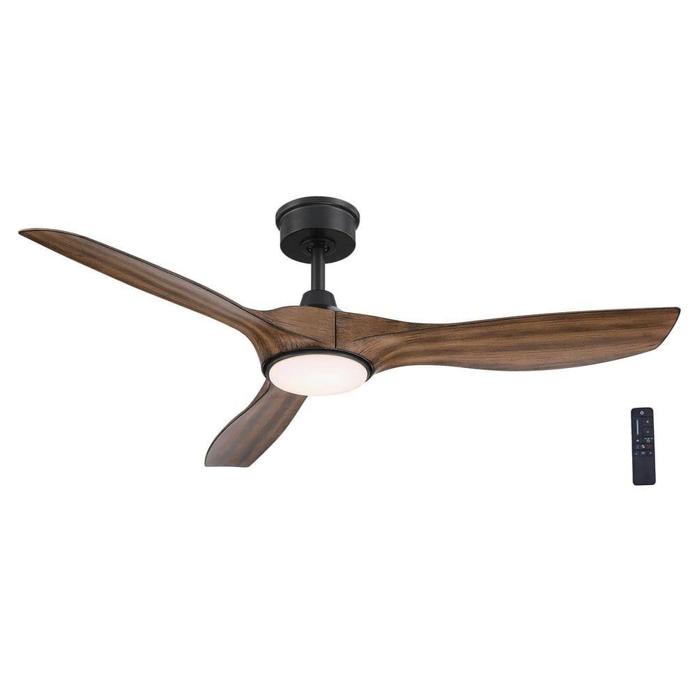 Home Decorators Collection YG825A NI Marlon 52 in. Integrated LED Indoor Natural Iron Ceiling Fan with Brazilian Walnut Blades and Remote Control